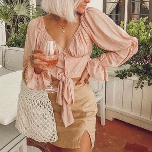 Tie button down crop top